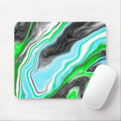 Linggroene en blauwe marmer zoals Swirls Muismat (Met muis)