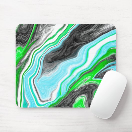 Linggroene en blauwe marmer zoals Swirls Muismat (Met muis)