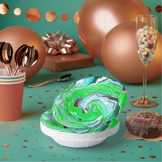 Linggroene en blauwe marmer zoals Swirls Papieren Kommen (Multi)
