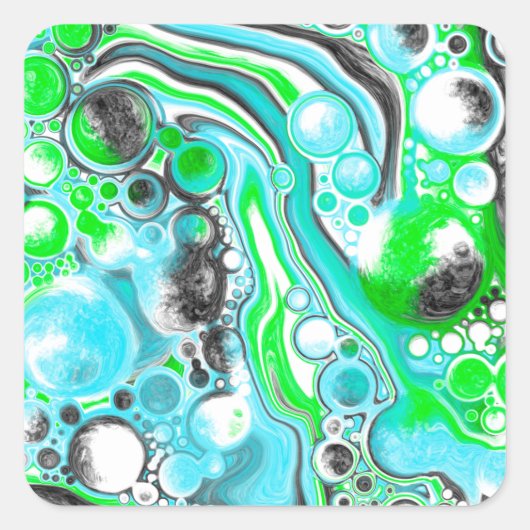 Linggroene en blauwe marmer zoals Swirls Square St Vierkante Sticker (Voorkant)