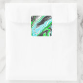 Linggroene en blauwe marmer zoals Swirls Vierkante Sticker (Tas)