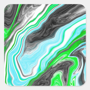 Linggroene en blauwe marmer zoals Swirls Vierkante Sticker