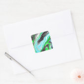 Linggroene en blauwe marmer zoals Swirls Vierkante Sticker (Envelop)