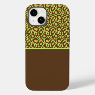 Linggroene en bruine Cheetah-printtas Case-Mate iPhone 14 Hoesje