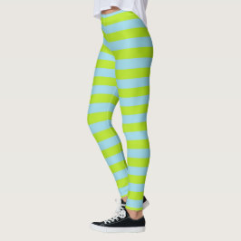 Linggroene en parelblauwe strepen leggings