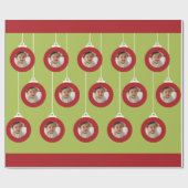 Linggroene en rode kerstversieringen Foto-Lijst Cadeaupapier (Vlak)