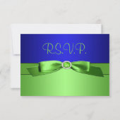 Linggroene en Royal Blue Reply Card RSVP Kaartje (Voorkant)