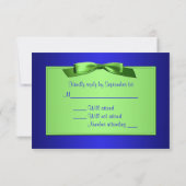 Linggroene en Royal Blue Reply Card RSVP Kaartje (Achterkant)