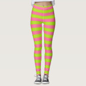 Linggroene en roze strepen leggings (Voorkant)
