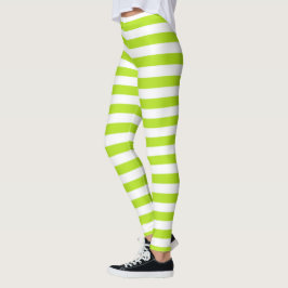 Linggroene en witte strepen leggings