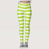 Linggroene en witte strepen leggings (Voorkant)