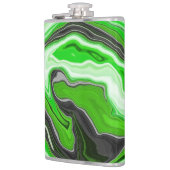 Linggroene en zwarte marmer Swirls Fluid Art Heupfles (Links)