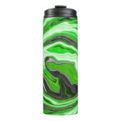 Linggroene en zwarte marmer Swirls Fluid Art Thermosbeker (Voorkant)