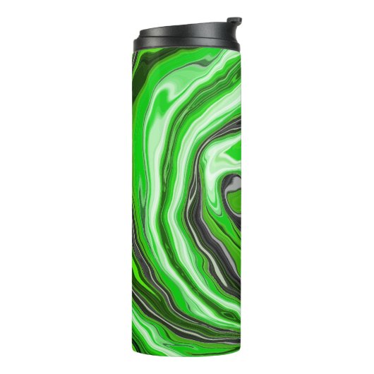 Linggroene en zwarte marmer Swirls Fluid Art Thermosbeker (Gedraaid links)