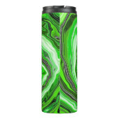 Linggroene en zwarte marmer Swirls Fluid Art Thermosbeker (Achterkant)