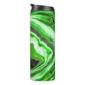 Linggroene en zwarte marmer Swirls Fluid Art Thermosbeker (Geroteerd rechts)