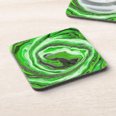 Linggroene en zwarte marmer zoals Swirls Fluid Art Bier Onderzetter (Linkerzijde)