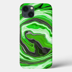 Linggroene en zwarte marmer zoals Swirls Fluid Art Case-Mate iPhone Case
