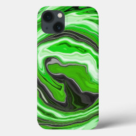 Linggroene en zwarte marmer zoals Swirls Fluid Art Case-Mate iPhone Case