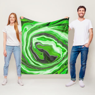 Linggroene en zwarte marmer zoals Swirls Fluid Art Fleece Deken