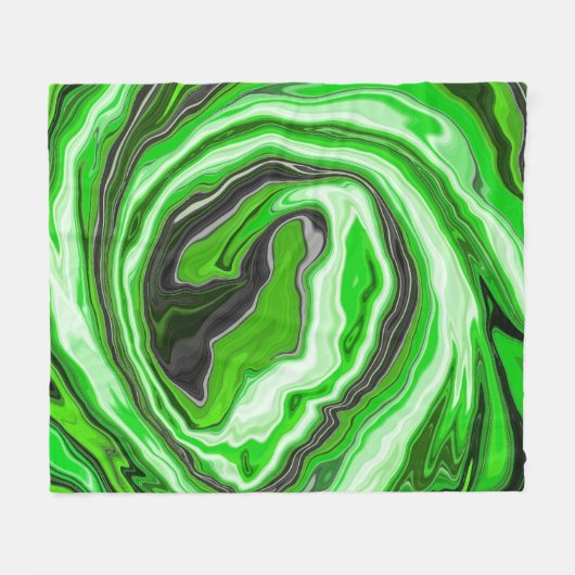 Linggroene en zwarte marmer zoals Swirls Fluid Art Fleece Deken (Voorkant (Horizontaal))