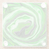 Linggroene en zwarte marmer zoals Swirls Fluid Art Glazen Onderzetter (Achterkant)