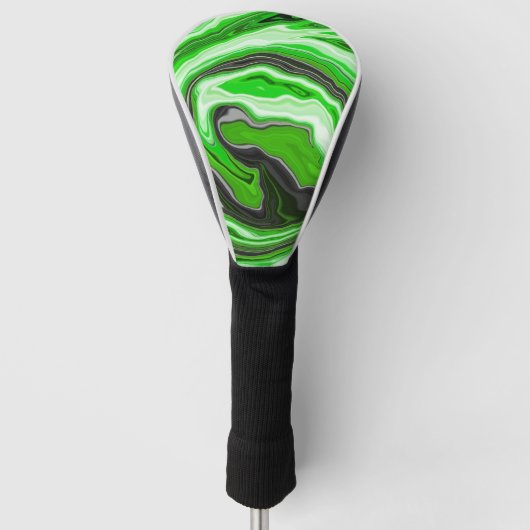 Linggroene en zwarte marmer zoals Swirls Fluid Art Golfheadcover (Voorkant)
