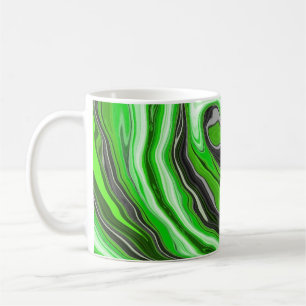 Linggroene en zwarte marmer zoals Swirls Fluid Art Koffiemok