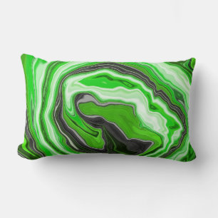 Linggroene en zwarte marmer zoals Swirls Fluid Art Kussen