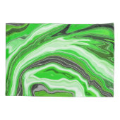 Linggroene en zwarte marmer zoals Swirls Fluid Art Kussensloop (Achterkant)