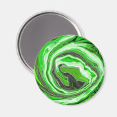 Linggroene en zwarte marmer zoals Swirls Fluid Art Magneet (Voorkant / Achterkant)