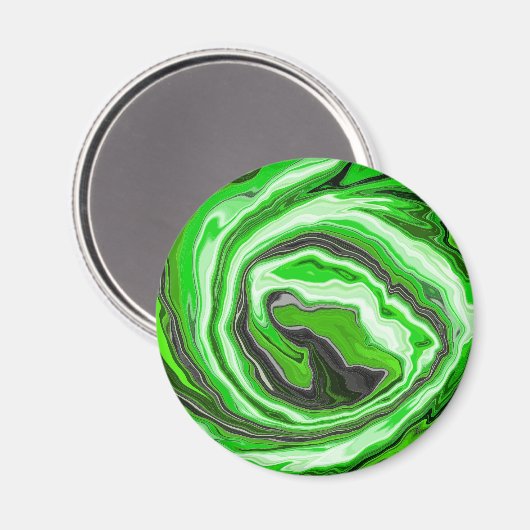 Linggroene en zwarte marmer zoals Swirls Fluid Art Magneet (Voorkant / Achterkant)