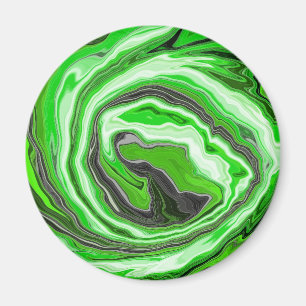 Linggroene en zwarte marmer zoals Swirls Fluid Art Magneet