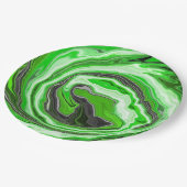 Linggroene en zwarte marmer zoals Swirls Fluid Art Papieren Bordje (Gekanteld)