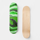 Linggroene en zwarte marmer zoals Swirls Fluid Art Persoonlijk Skateboard (Voorkant)