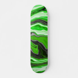 Linggroene en zwarte marmer zoals Swirls Fluid Art Persoonlijk Skateboard