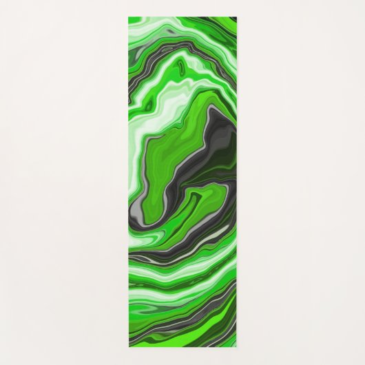 Linggroene en zwarte marmer zoals Swirls Fluid Art Yogamat (Voorkant)