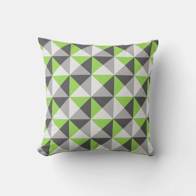 Linggroene grijze geometrische driehoeken Pillow Kussen (Voorkant)