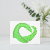 Linggroene hartdraak op wit briefkaart (Staand voorkant)