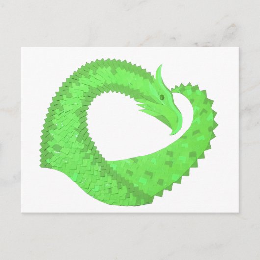 Linggroene hartdraak op wit briefkaart (Voorkant)
