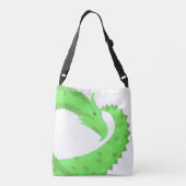 Linggroene hartdraak op wit crossbody tas (Achterkant)