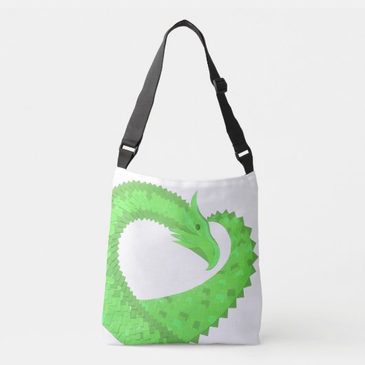 Linggroene hartdraak op wit crossbody tas (Voorkant)