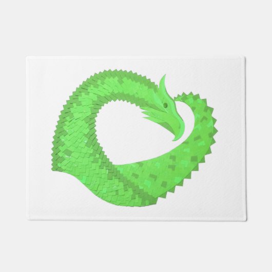 Linggroene hartdraak op wit deurmat (Voorkant)