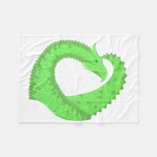 Linggroene hartdraak op wit fleece deken (Voorkant (Horizontaal))