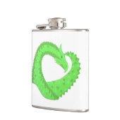 Linggroene hartdraak op wit heupfles (Links)