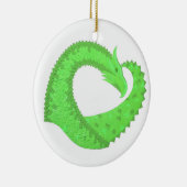 Linggroene hartdraak op wit keramisch ornament (Rechts)