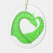 Linggroene hartdraak op wit keramisch ornament (Links)