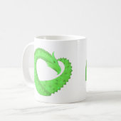 Linggroene hartdraak op wit koffiemok (Voorkant links)
