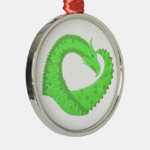Linggroene hartdraak op wit metalen ornament (Rechts)