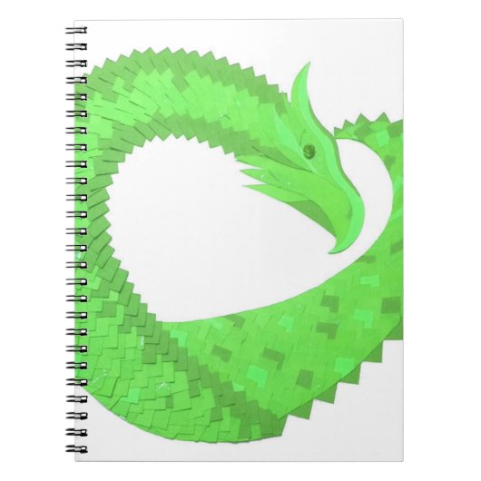 Linggroene hartdraak op wit notitieboek (Voorkant)
